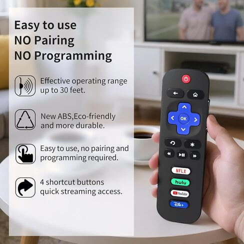 (عبوتان) جهاز تحكم عن بعد بديل لتلفزيون Roku الذكي، لـ TCL، Hisense، Onn، Philips، Elment، Insignia، Roku TV (غير متوافق مع Roku Box، Stick) in Kuwait