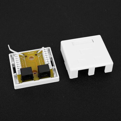 RJ45 8P8C Cat6 Dual Port Network Mount Box Premium ABS Desktop Information Junction Enclosure for Office Home Networking 27x58.5x60mm in Kuwait