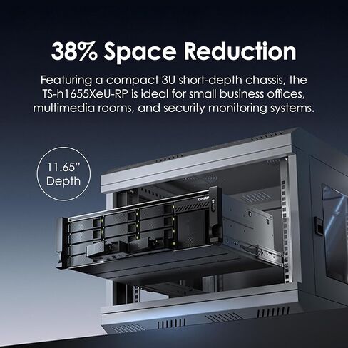 QNAP 16 Bay Short-Depth Rackmount NAS with 10GbE, Intel Atom C5125 8-Core CPU (TS-h1655XeU-RP-8G-US) in Kuwait