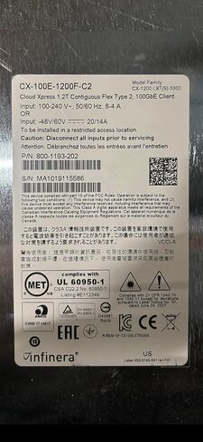 Infinera CX-100E-1200F-C2 Cloud Xpress 1.2T 100GbE نظام نقل العملاء Flex Type 2 منصة ربط مركز البيانات [800-1193-202] (متجدد) in Kuwait