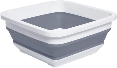 2.4 Gal(9L) Collapsible Dish Pans for Washing Dishes, Space Saving Multiuse Foldable Sink Tub, Kitchen Storage Tray for Outdoor Camping, Vegetable Washing, RV (Gray) in Kuwait