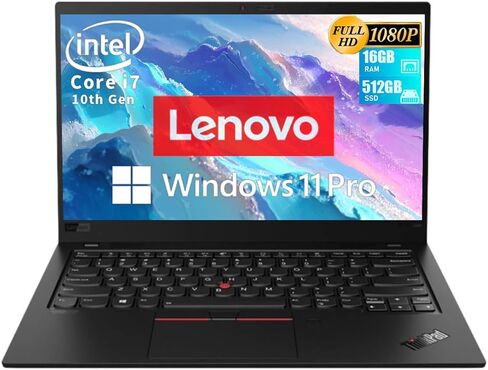 كمبيوتر محمول Lenovo ThinkPad X1 Carbon Gen 8، كمبيوتر محمول للأعمال 14 بوصة FHD، Intel Core i7-10510U، ذاكرة الوصول العشوائي 16 جيجابايت 512 جيجابايت SSD، لوحة مفاتيح بإضاءة خلفية، HDMI، Thunderbolt 3، Windows 11 Pro (متجدد) in Kuwait