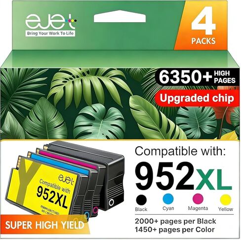 ejet 952XL Ink Cartridges Combo Pack Replacement for HP 952XL 952 XL 952XL Ink 4 Pack Works with HP Officejet Pro 8710 8720 8210 7740 7720 8715 8703 Officejet 8702 Printer, Black Cyan Magenta Yellow in Kuwait