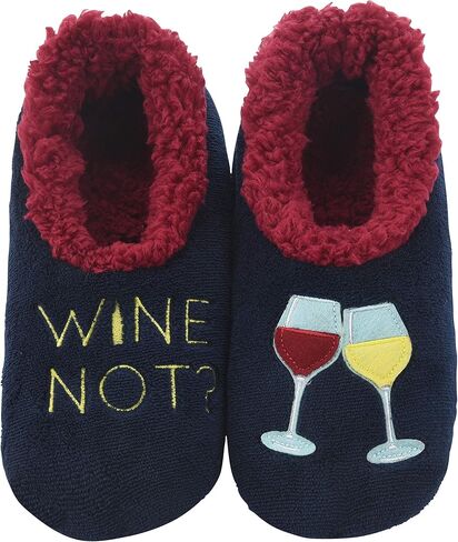 Snoozies Pairable Slipper Socks | House Slippers for Women, Fuzzy Slipper Socks |ith Unique Designs, Non Slip Socks - Wine O|lock - Large in Kuwait