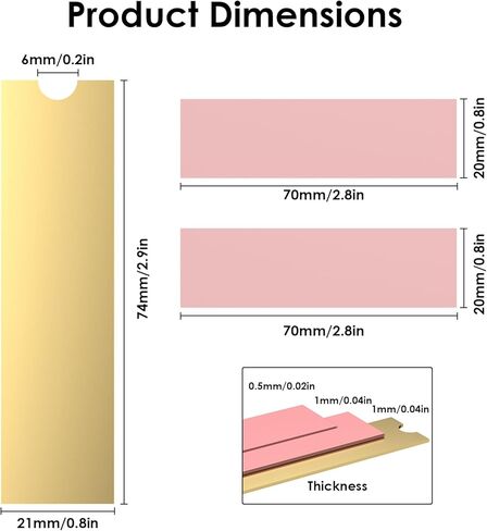 مبدد حرارة M.2 NVMe/SATA SSD مع سيليكون موصل حراري نانو ووسادات نحاسية 12 عبوة - سمك 0.5/1.0 مم، لـ 2280 M.2 SSD كمبيوتر محمول/سطح المكتب/PS5، تبريد فعال 10-20 درجة مئوية in Kuwait