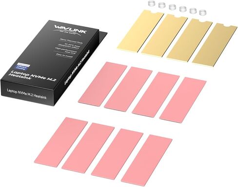 مبدد حرارة M.2 NVMe/SATA SSD مع سيليكون موصل حراري نانو ووسادات نحاسية 12 عبوة - سمك 0.5/1.0 مم، لـ 2280 M.2 SSD كمبيوتر محمول/سطح المكتب/PS5، تبريد فعال 10-20 درجة مئوية in Kuwait