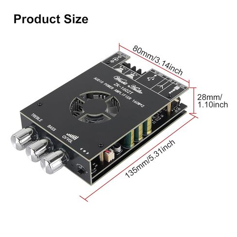 AITRIP 2 حزمة ZK-1602T لوحة مكبر صوت بلوتوث، بلوتوث 5.0 أمبير الطاقة لمكبرات الصوت المنزلية 2.0 قناة 160 واط + 160 واط وحدة مكبر صوت صغير ستيريو لمكبرات الصوت DIY in Kuwait