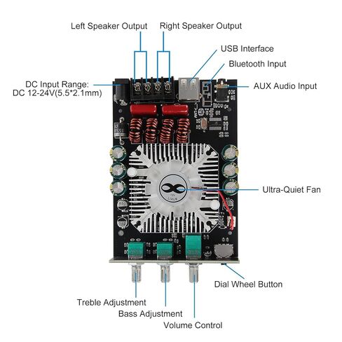 AITRIP 2 حزمة ZK-1602T لوحة مكبر صوت بلوتوث، بلوتوث 5.0 أمبير الطاقة لمكبرات الصوت المنزلية 2.0 قناة 160 واط + 160 واط وحدة مكبر صوت صغير ستيريو لمكبرات الصوت DIY in Kuwait