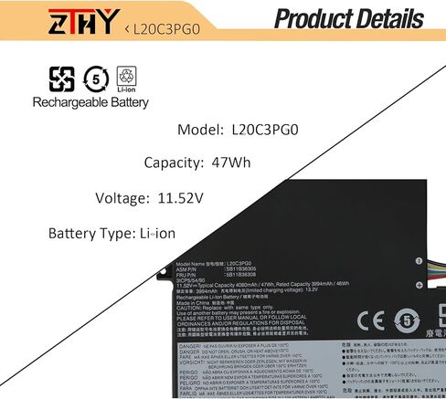 استبدال بطارية L20C3PG0 L20M3PG0 لجهاز Lenovo 100w 300w 500w Gen 3، 100e 300e Chromebook Gen 3، IdeaPad 3 Chrome 15IJL6، IdeaPad Flex 3 Chrome 15IJL7 Series L20D3PG0 L20L3PG0 L20M3PG2 11.52V 47 واط ساعة in Kuwait