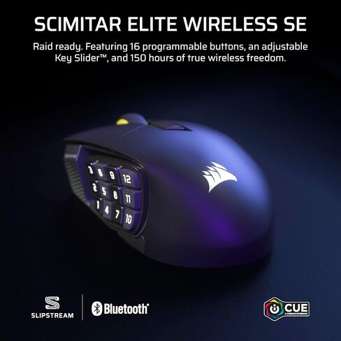 Corsair Scimitar Elite Wireless SE MMO PC Gaming Mouse – 33,000 DPI, Elgato Virtual Stream Deck, 1,000Hz Polling, Up to 150-Hour Battery – Gunmetal(Renewed) (Renewed) in Kuwait
