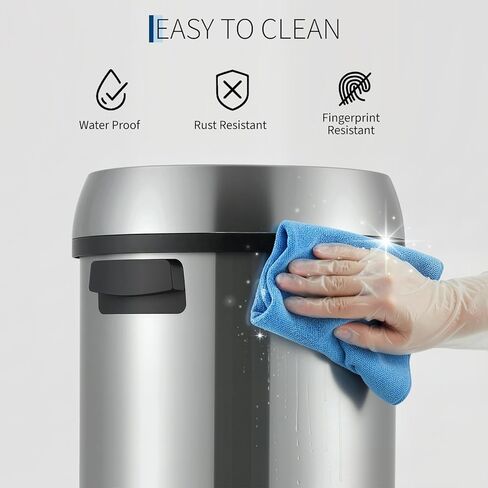 65L/17 Gallon Heavy Duty Stainless Steel Tall Commercial/Kitchen Trash Can, Round Open Top Waste Bin for Indoor and Outdoor, Durable Garbage Bin for Home Office Restaurant in Saudi Arabia