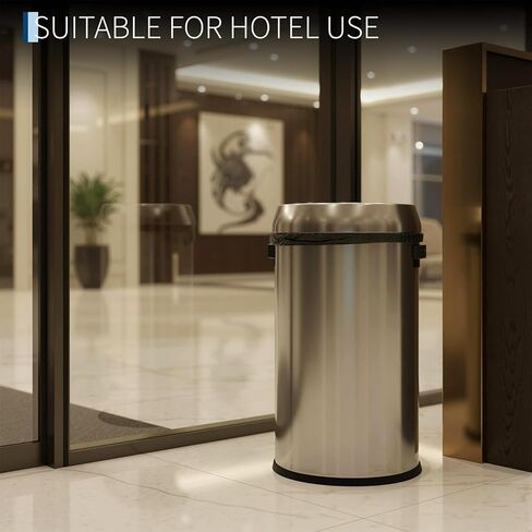 65L/17 Gallon Heavy Duty Stainless Steel Tall Commercial/Kitchen Trash Can, Round Open Top Waste Bin for Indoor and Outdoor, Durable Garbage Bin for Home Office Restaurant in Saudi Arabia
