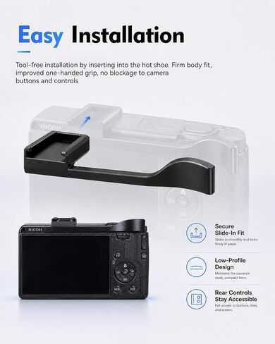مقبض إبهام معدني لكاميرا Ricoh GR IV / GR4 / GR IV HDF، مسند إبهام الحذاء الساخن، قبضة مريحة من الألومنيوم، تصوير آمن بيد واحدة وحماية الحذاء الساخن in Kuwait