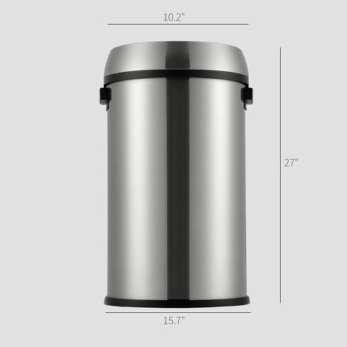 65L/17 Gallon Heavy Duty Stainless Steel Tall Commercial/Kitchen Trash Can, Round Open Top Waste Bin for Indoor and Outdoor, Durable Garbage Bin for Home Office Restaurant in Saudi Arabia