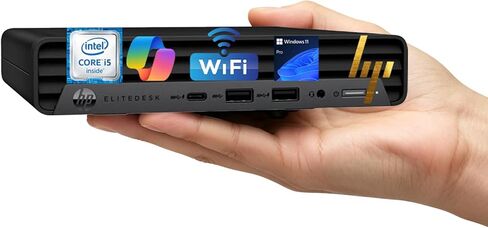كمبيوتر HP EliteDesk 800 G6 Mini Business Desktop، Core i5-10500T - 6 نواة، ذاكرة وصول عشوائي 16 جيجابايت، 256 جيجابايت SSD، ماوس، لوحة مفاتيح، واي فاي، دعم 4K، Windows 11 Pro (متجدد) in Kuwait