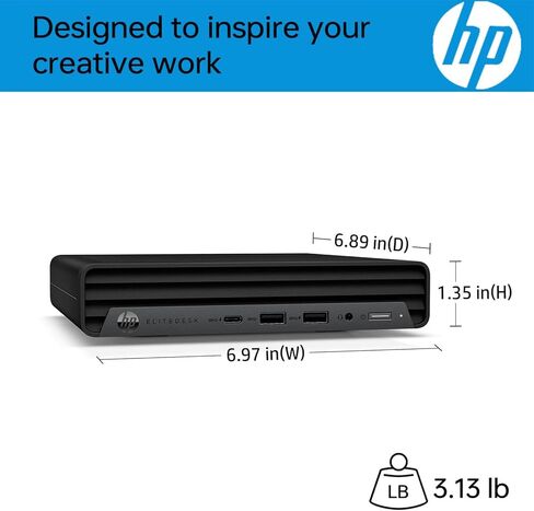 كمبيوتر HP EliteDesk 800 G6 Mini Business Desktop، Core i5-10500T - 6 نواة، ذاكرة وصول عشوائي 16 جيجابايت، 256 جيجابايت SSD، ماوس، لوحة مفاتيح، واي فاي، دعم 4K، Windows 11 Pro (متجدد) in Kuwait