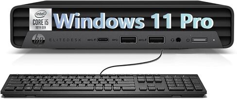 كمبيوتر HP EliteDesk 800 G6 Mini Business Desktop، Core i5-10500T - 6 نواة، ذاكرة وصول عشوائي 16 جيجابايت، 256 جيجابايت SSD، ماوس، لوحة مفاتيح، واي فاي، دعم 4K، Windows 11 Pro (متجدد) in Kuwait