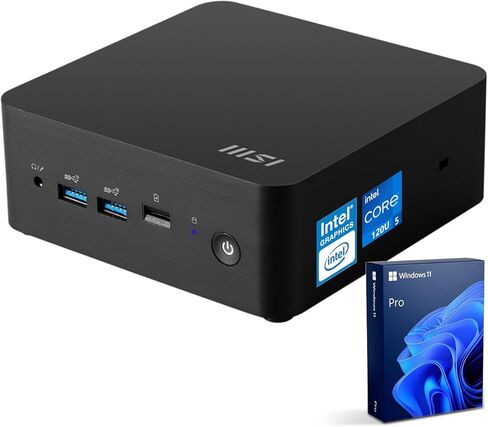 كمبيوتر مكتبي صغير للأعمال msi Cubi NUC، معالج Intel Core 5 120U، 16 جيجابايت DDR5 RAM، 256 جيجابايت SSD، دعم 4 شاشات 4K، Thunderbolt 4، HDMI، قارئ بطاقة MicroSD، Wi-Fi 6، Windows 11 Pro in Kuwait