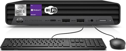 كمبيوتر HP EliteDesk 800 G6 Business Desktop Mini PC، Hexa-Core i5-10500T، ذاكرة وصول عشوائي DDR4 سعة 16 جيجابايت، SSD 512 جيجابايت، لوحة مفاتيح وماوس، واي فاي، بلوتوث، دعم 4K، Windows 11 Pro (متجدد) in Kuwait