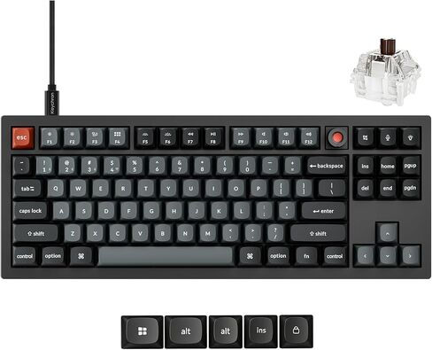 لوحة مفاتيح ميكانيكية سلكية Keychron V3 8K TKL، معدل اقتراع 8000 هرتز، مقبض QMK قابل للبرمجة، لوحة مفاتيح ألعاب قابلة للتبديل السريع، إضاءة خلفية RGB، أغطية مفاتيح PBT مريحة لنظام التشغيل Mac Windows Linux-Tactile Brown Switch in Kuwait
