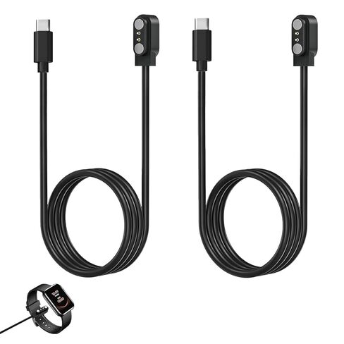 قطعتان من شاحن الساعات الذكية USB C، كابل شحن مغناطيسي للساعة الذكية 2 دبوس 2.84 مم، سلك شاحن بديل متوافق مع Letsfit، YAMAY، Willful، UMIDIGI، Fitpolo، Blackview، Dirrelo، Lifebee in Kuwait