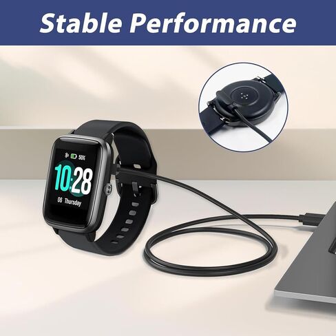 قطعتان من شاحن الساعات الذكية USB C، كابل شحن مغناطيسي للساعة الذكية 2 دبوس 2.84 مم، سلك شاحن بديل متوافق مع Letsfit، YAMAY، Willful، UMIDIGI، Fitpolo، Blackview، Dirrelo، Lifebee in Kuwait
