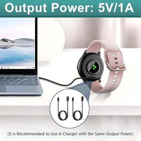 قطعتان من شاحن الساعات الذكية USB C، كابل شحن مغناطيسي للساعة الذكية 2 دبوس 2.84 مم، سلك شاحن بديل متوافق مع Letsfit، YAMAY، Willful، UMIDIGI، Fitpolo، Blackview، Dirrelo، Lifebee in Kuwait
