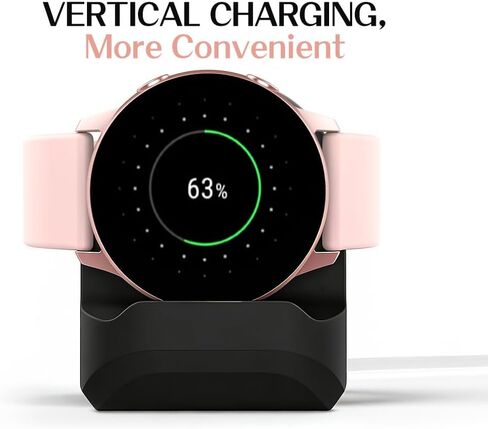 حامل شاحن MoKo مكون من قطعتين متوافق مع ساعة Samsung Galaxy Watch 4,4 Classic/3 41 مم، 45 مم/نشط، نشط 2 40 مم 44 مم، حامل شحن من السيليكون قاعدة شحن مضادة للانزلاق - أسود in Kuwait