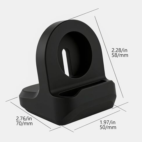 حامل شاحن MoKo مكون من قطعتين متوافق مع ساعة Samsung Galaxy Watch 4,4 Classic/3 41 مم، 45 مم/نشط، نشط 2 40 مم 44 مم، حامل شحن من السيليكون قاعدة شحن مضادة للانزلاق - أسود in Kuwait
