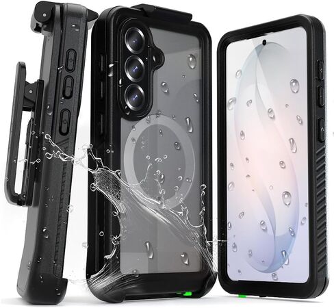الدافع لحافظة الهاتف Samsung s26، جسم كامل مقاوم للماء بزاوية 360 درجة مع حافظة بمشبك حزام، واقي شاشة مدمج، شحن مغناطيسي، مصمم لحافظة Samsung s26 مع واقي شاشة | 6.3 بوصة - أسود in Kuwait