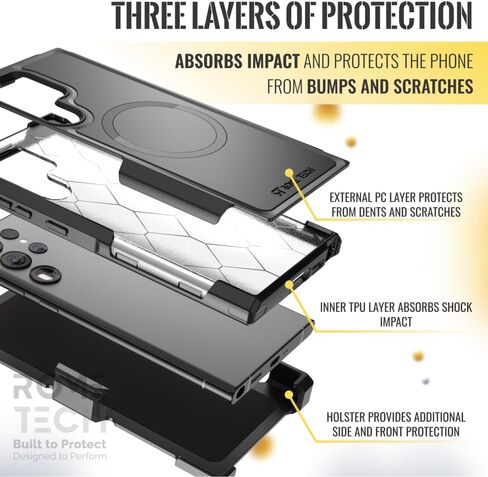 Designed for Samsung Galaxy S23 Ultra (2022) Case with Belt Clip Compatible with Magsafe Chargers - Dual Layer Shockproof Phone Case for Galaxy S23 Ultra - Black in Kuwait