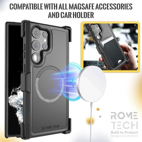Designed for Samsung Galaxy S23 Ultra (2022) Case with Belt Clip Compatible with Magsafe Chargers - Dual Layer Shockproof Phone Case for Galaxy S23 Ultra - Black in Kuwait