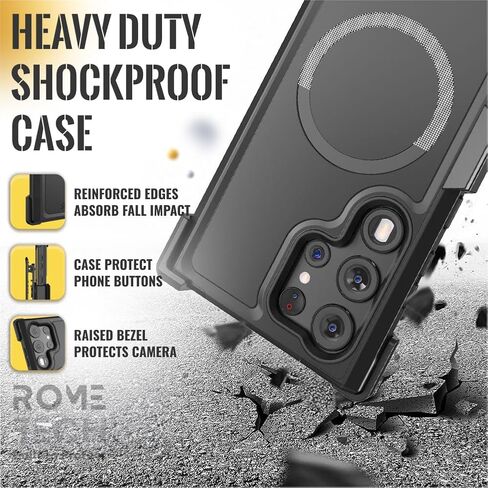 Designed for Samsung Galaxy S23 Ultra (2022) Case with Belt Clip Compatible with Magsafe Chargers - Dual Layer Shockproof Phone Case for Galaxy S23 Ultra - Black in Kuwait