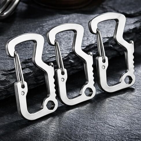 Stainless Steel Carabiner Clip 1/3/5/10PCS Heavy Duty Keychain Hook EDC Multi Tool Outdoor Camping Hiking Backpack Gear in Kuwait