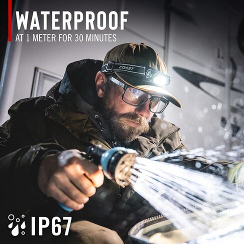 Coast WPH10R 1000 Lumen Rechargeable LED Headlamp with Magnetic Tailcap and Red Light Mode, Lightweight, IP67 Waterproof in Kuwait