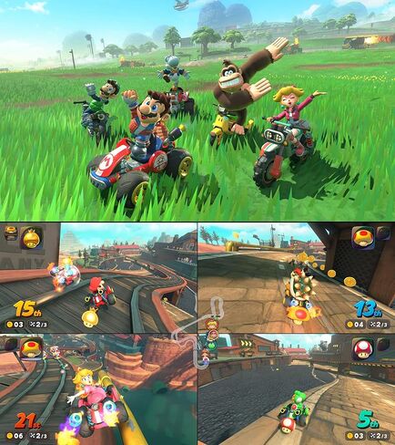 لعبة Mario Kart World لجهاز Nintendo SWITCH 2، مع عجلات قيادة PremGear Racing، ومقابض القيادة لوحدات تحكم Joy-Con (عبوتان)، وحامل بطاقات ألعاب 24 فتحة وقطعة قماش للتنظيف in Kuwait