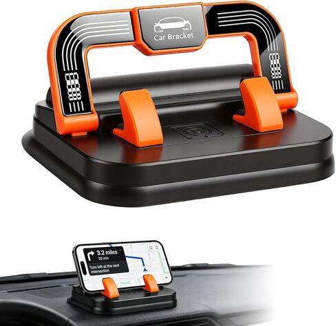 Car Phone Holder 360 Degree Rotation, 2 in 1 Dashboard Stand & Number Plate Cellphone Mount, Horizontal and Vertical Screen Adjustment Angle, Suitable for car Navigation in-car Dashboard (Black) in Kuwait