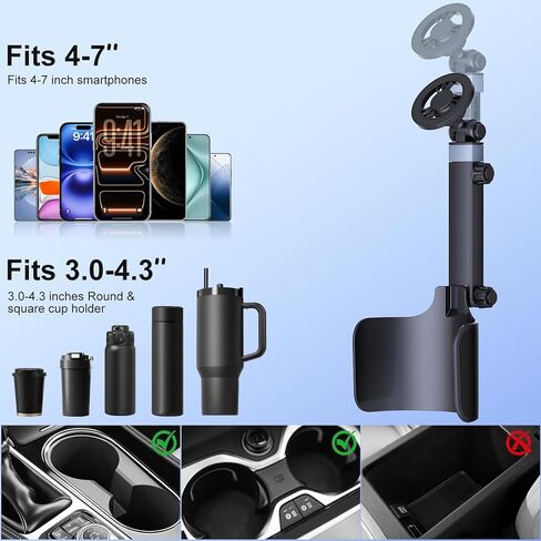 Vitog 2-in-1 MagSafe Car Mount, 2026 Hands Free Phone Holders for Your Car, Strong Magnetic Cup Holder Phone Holder for iPhone 17-12 Pro Max, Samsung & More Smartphones, Universal for Truck/SUV/Tesla in Kuwait