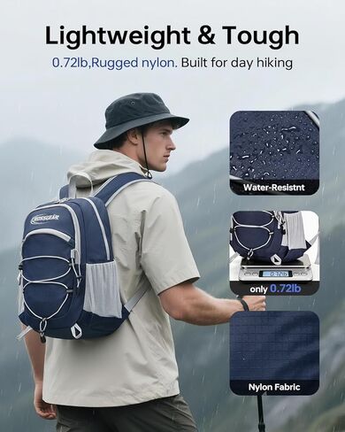 CROSSGEAR 24L Packable Backpack, Lightweight Hiking Daypack, Multiple & RFID Pocket, Water-Resistant Foldable Hiking Backpack for Women Men, Nylon Fabric for Travel Camping, Navy Blue in Saudi Arabia