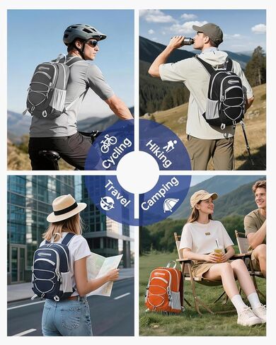 CROSSGEAR 24L Packable Backpack, Lightweight Hiking Daypack, Multiple & RFID Pocket, Water-Resistant Foldable Hiking Backpack for Women Men, Nylon Fabric for Travel Camping, Navy Blue in Saudi Arabia