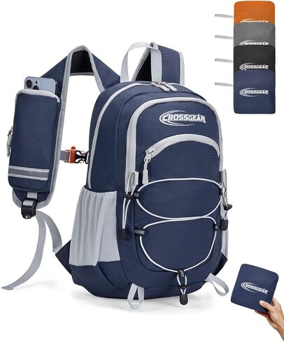 CROSSGEAR 24L Packable Backpack, Lightweight Hiking Daypack, Multiple & RFID Pocket, Water-Resistant Foldable Hiking Backpack for Women Men, Nylon Fabric for Travel Camping, Navy Blue in Saudi Arabia