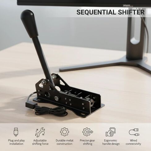 vexshadgor ألعاب السباق المتقدمة، ناقل الحركة المتسلسل، مستشعر القاعة عالي الدقة، محول USB sim لجهاز الكمبيوتر الذي يعمل بنظام Windows، قوة قابلة للتعديل، متوافق مع Logitech G27/G29/G920/G923، Thrustmaster T300/T500 (أسود) in Kuwait