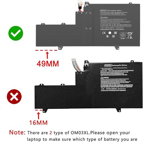 BND OM03XL استبدال البطارية لـ X360 1030 G2 1GY31PA 1UX08PA Y8Q67EA Y8Q89EA Z2W62EA Series Notebook HP OM03XL 3057XL 863167-1B1 863167-171 863280-855 HSN-I04C HSTNN-IB70 HSTNN-IB7O 11.55 فولت 57 وات ساعة in Kuwait
