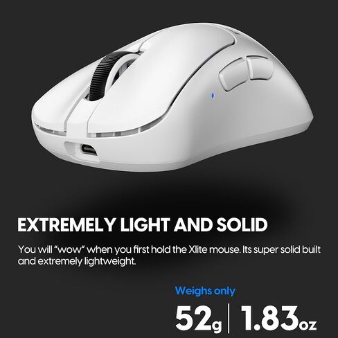 Pulsar Gaming Gears - ماوس الألعاب اللاسلكي Xlite V3 mini، خفيف الوزن للغاية 1.83 أونصة (52 جم)، مفاتيح بصرية مريحة، مستشعر بصري PAW3395 (ميني، لاسلكي، أبيض) (متجدد) in Kuwait