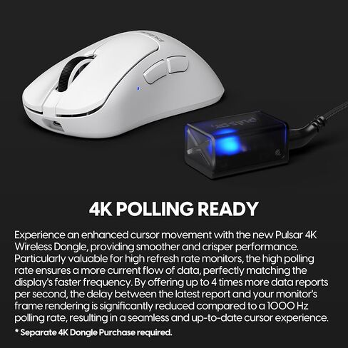 Pulsar Gaming Gears - ماوس الألعاب اللاسلكي Xlite V3 mini، خفيف الوزن للغاية 1.83 أونصة (52 جم)، مفاتيح بصرية مريحة، مستشعر بصري PAW3395 (ميني، لاسلكي، أبيض) (متجدد) in Kuwait