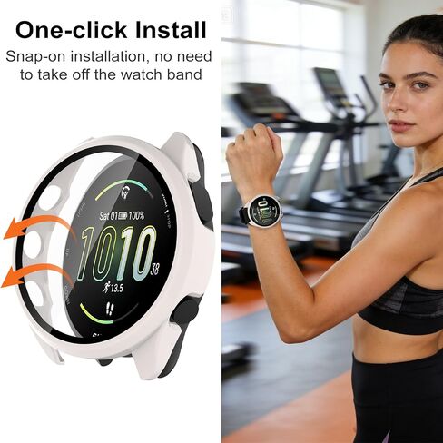 حافظة حماية للشاشة متوافقة مع Garmin Forerunner 165 & 165 Music، 4 عبوات من غطاء الكمبيوتر الصلب مع غطاء زجاجي مقوى عالي الدقة مضاد للخدش لـ Garmin Forerunner 165 & 165 Music (أسود + وردي + بيج + شفاف) in Kuwait