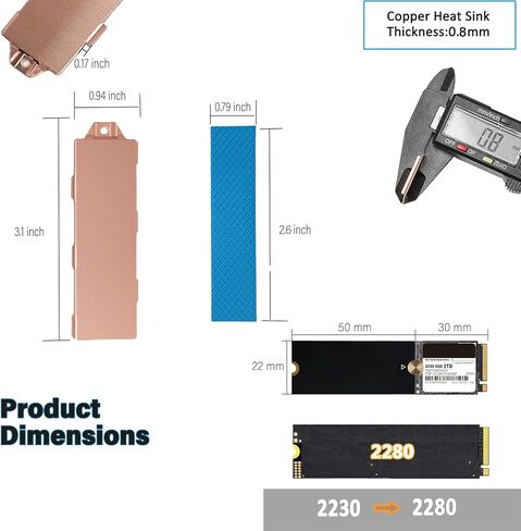 يمكن استخدام دعامة طول محول تمديد M.2 2230 إلى 2280 SSD، والتي تشتمل على مبدد حراري M.2 2280 SSD نحاسي ووسادة حرارية من السيليكون، على أجهزة الكمبيوتر المحمولة وأجهزة الكمبيوتر الصغيرة وأجهزة PS5 وأجهزة الكمبيوتر المكتبية. in Kuwait
