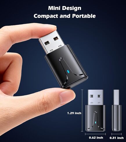 محول KAIY USB Bluetooth 5.3 للكمبيوتر الشخصي، جهاز استقبال دونجل بلوتوث طويل المدى لسطح المكتب والكمبيوتر المحمول، توصيل وتشغيل جهاز إرسال الصوت لسماعات الرأس/الماوس/لوحة المفاتيح/مكبرات الصوت، يدعم Windows 11/10/8.1 in Kuwait