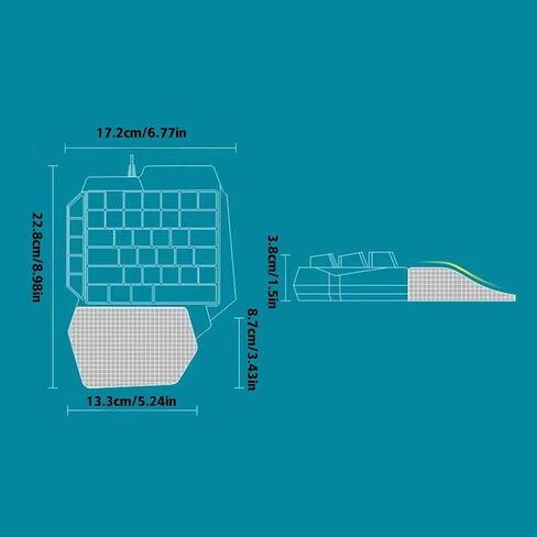 39 Keys Wired One Handed Gaming Keyboard, RGB Backlit Keypad with Ergonomic Palm Rest, Anti-Interference USB Cable, Lightweight Portable Keypad for Mobile Game & PC Game in Kuwait