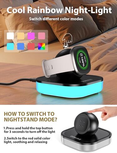 قاعدة شحن لساعة Fitbit Versa 4/ Fitbit Versa 3/Fitbit Sense 2/Fitbit Sense/Google Pixel Watch 3/Google Pixel Watch 2، ملحقات بديلة للشحن المغناطيسي مع ضوء وكابل USB A-C بطول 3.3أقدام in Kuwait